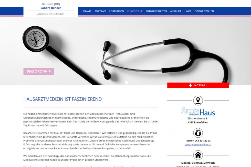 Hausarztpraxis Dr. med. (HR) Sandra Bender | Rheinfelden CH | ISS Internet Services
